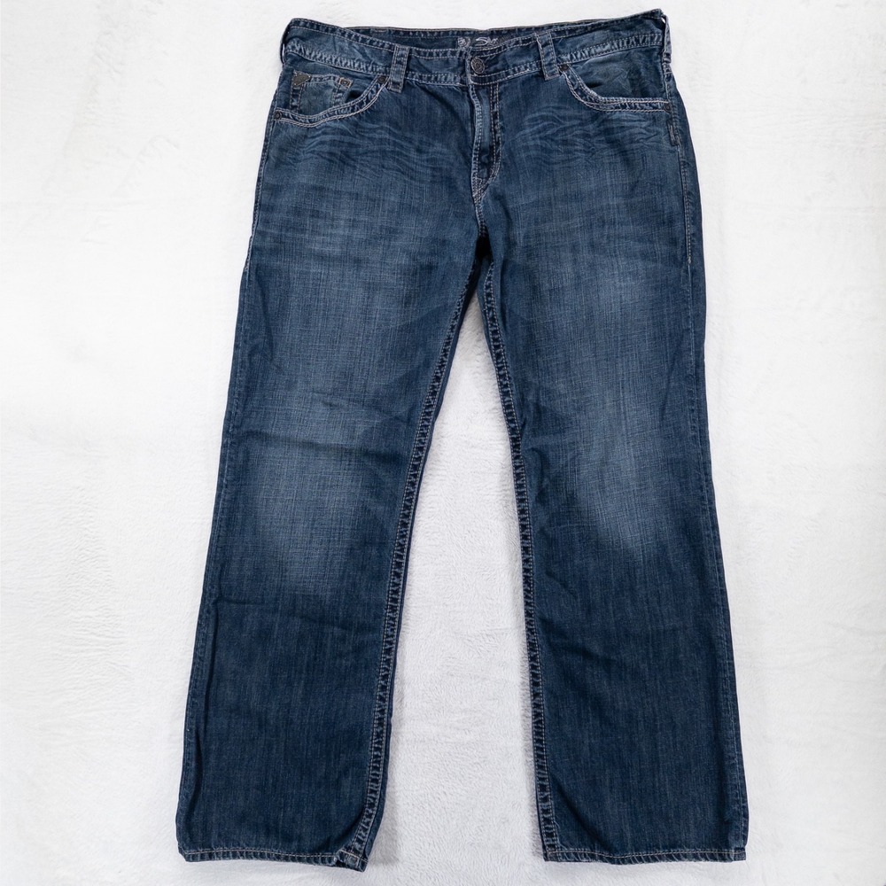 Silver Jeans Co Mens Denim Jeans 40x34 Blue Indigo Cotton Straight Leg Casual